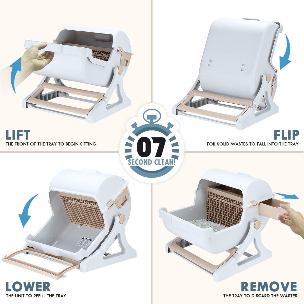 Semi-Automatic Cat Litter Box with Drawer – 48.5 × 25.5 × 55 cm