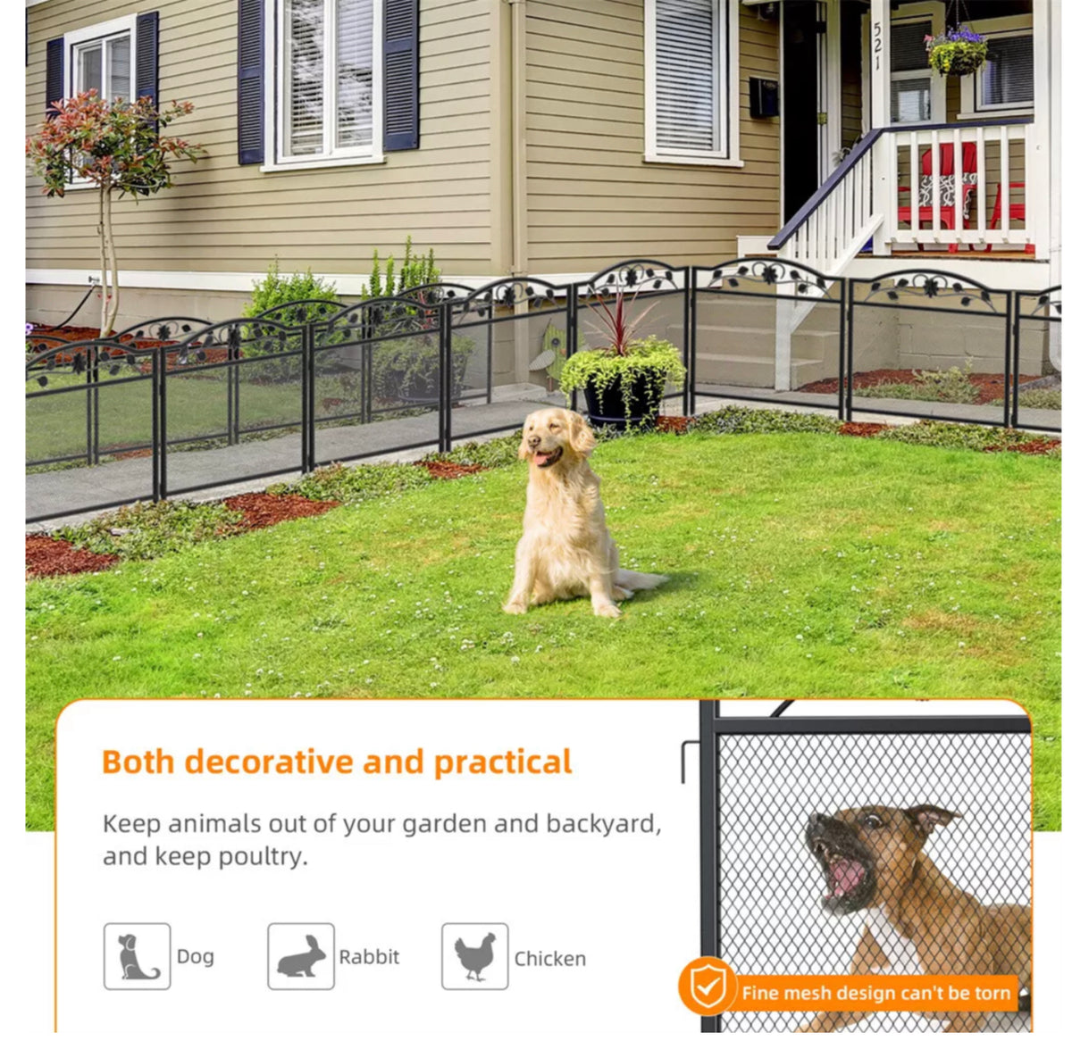 5-Panel Expandable Metal Garden Fence & Pet Barrier