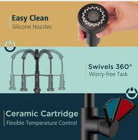 Black Pull-Out Kitchen Mixer Tap – 360° Swivel