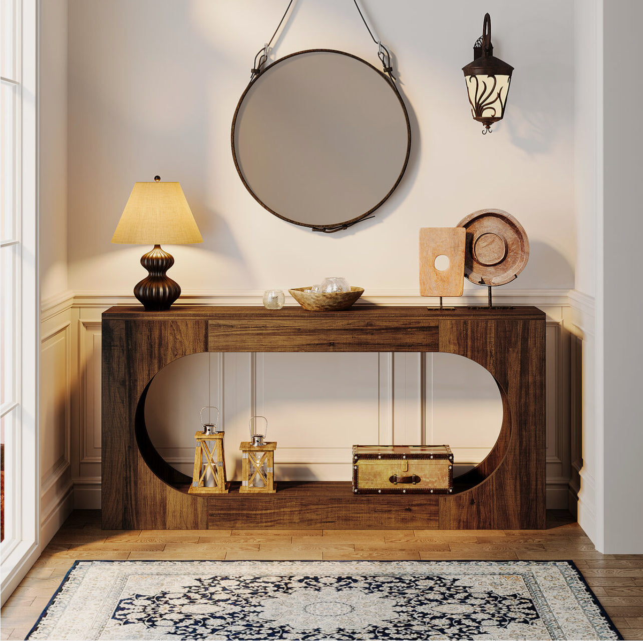 Rustic-Brown Wood Console Table