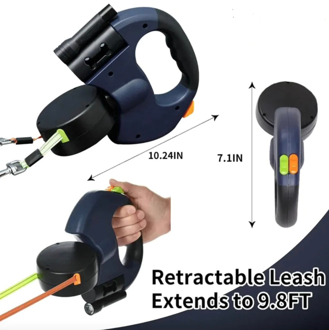 Dual Retractable Dog Leash with 360° Rotating Coupler – 2 Colours