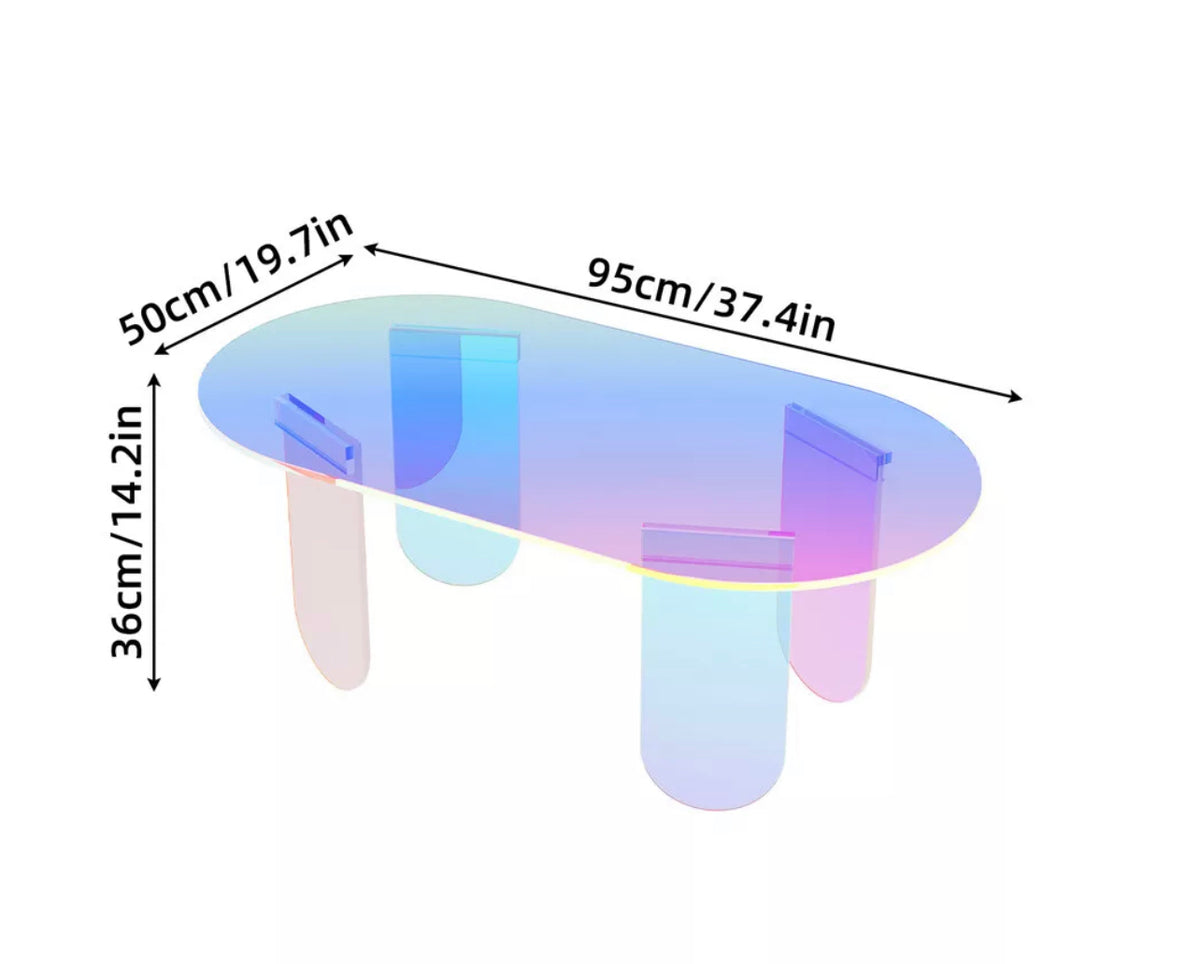 Iridescent Acrylic Oval Coffee Table
