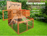 Chicken Coop Large Rabbit Hutch, Coops Wooden Pet House Run Cage Walk in Bunny Hen Chook Guinea Pig Ferret, Metal Outdoor Door Roof Weatherproof Farm