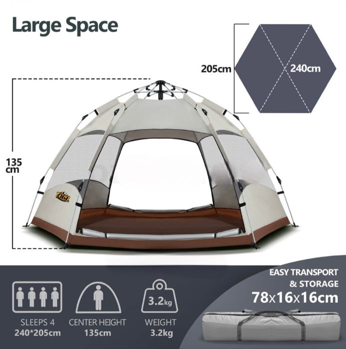 4-Person Instant Pop-Up Camping Tent with Rainfly