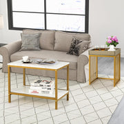 Faux-Marble Nesting Tables with Tray Top – Set of 2