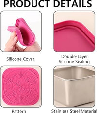 6-Pack Stainless-Steel Snack Containers with Silicone Lids