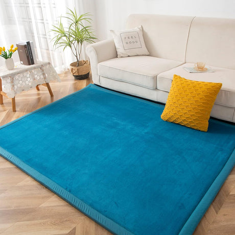Coral Velvet Area Rug, 3cm Thick Non-Slip Fluffy Short Pile Crawling Rug, Modern Washable Soft Rug for Boys or Girls Children's Room, Living Room (Bluestone, 150×200cm)