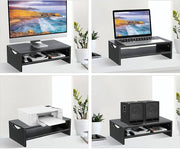 Black 2-Tier Wood Monitor Riser with Keyboard Storage