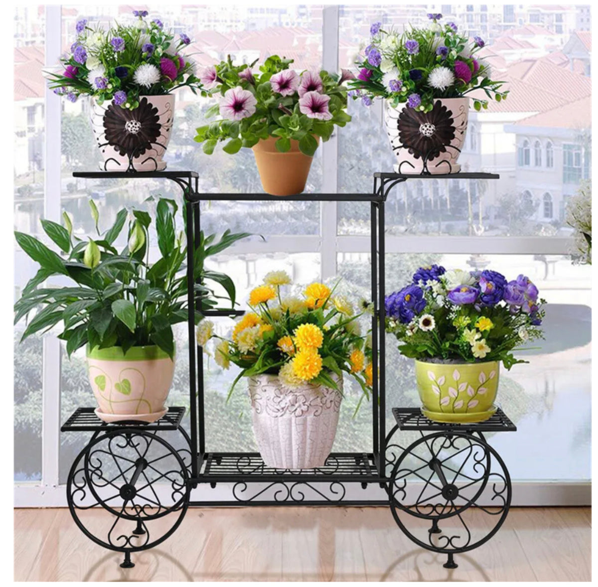 6-Tier Parisian-Style Metal Plant Stand – Black