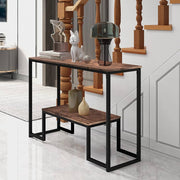 Narrow 2-Tier Industrial Console Table