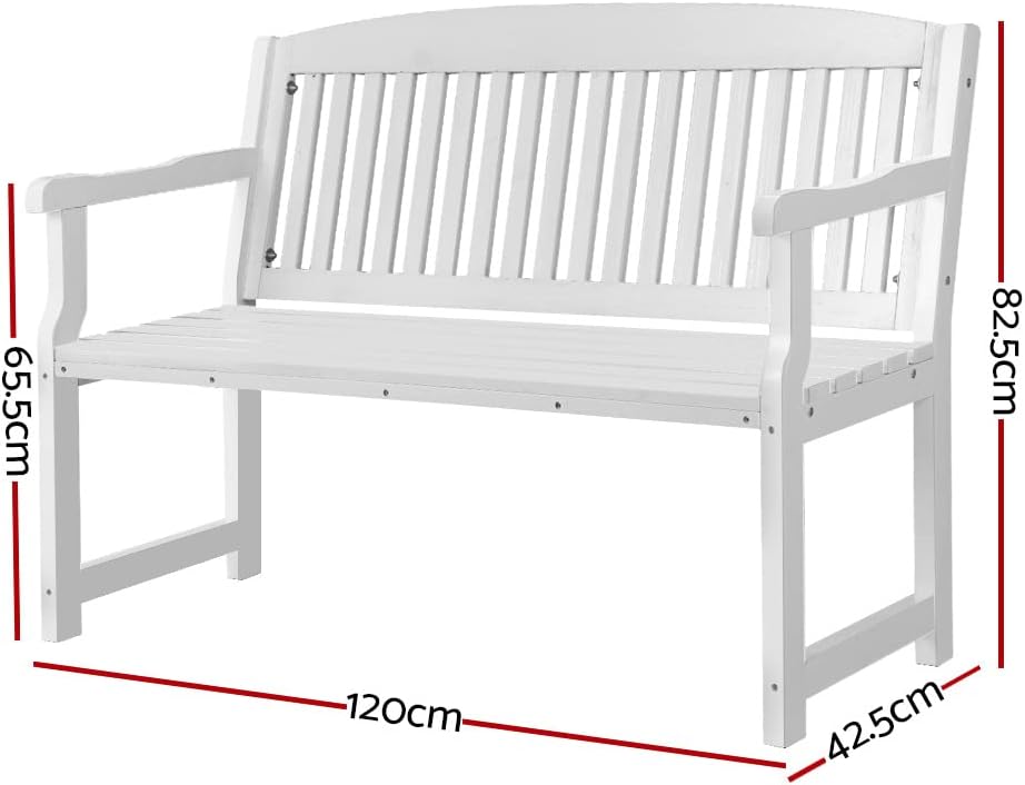 120 cm White Fir-Wood Garden Bench – Up to 300 kg