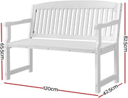 120 cm White Fir-Wood Garden Bench – Up to 300 kg