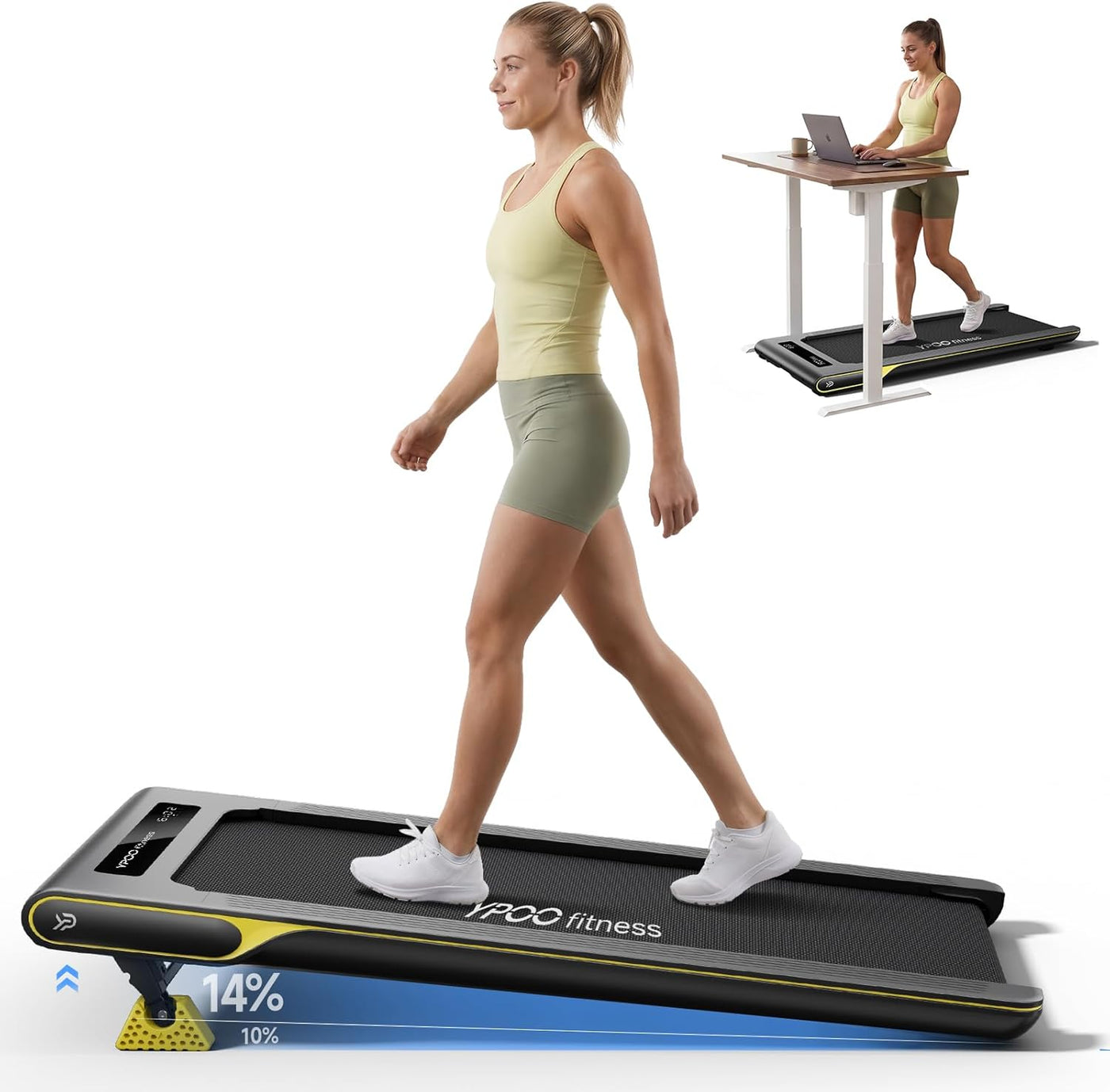 14% Incline 3-in-1 Ultra-Slim Walking Pad Treadmill – 158 kg Capacity