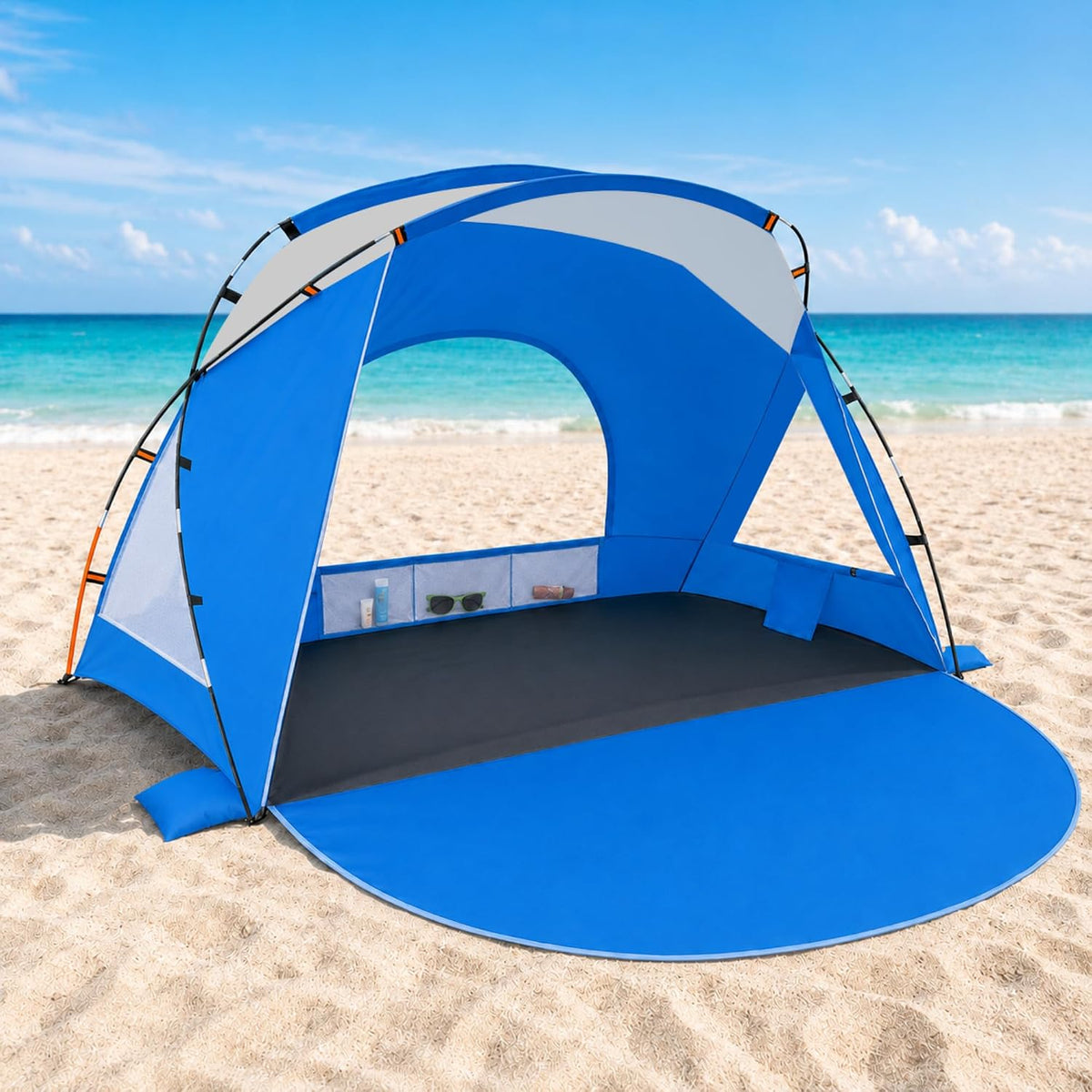 3-Person Portable Beach Tent with UPF 50+ Sun Protection