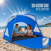 3-Person Portable Beach Tent with UPF 50+ Sun Protection