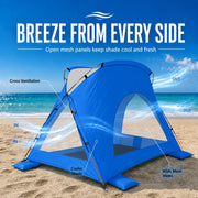 3-Person Portable Beach Tent with UPF 50+ Sun Protection