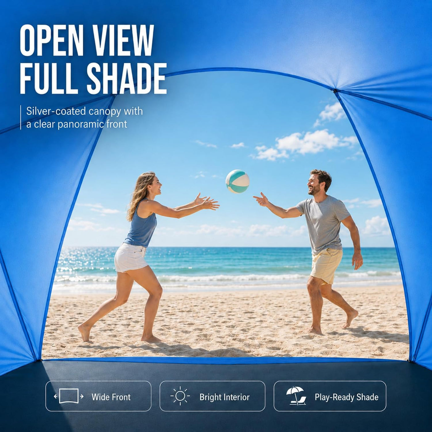 3-Person Portable Beach Tent with UPF 50+ Sun Protection
