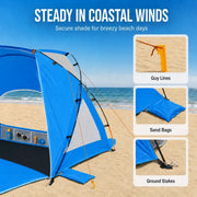 3-Person Portable Beach Tent with UPF 50+ Sun Protection