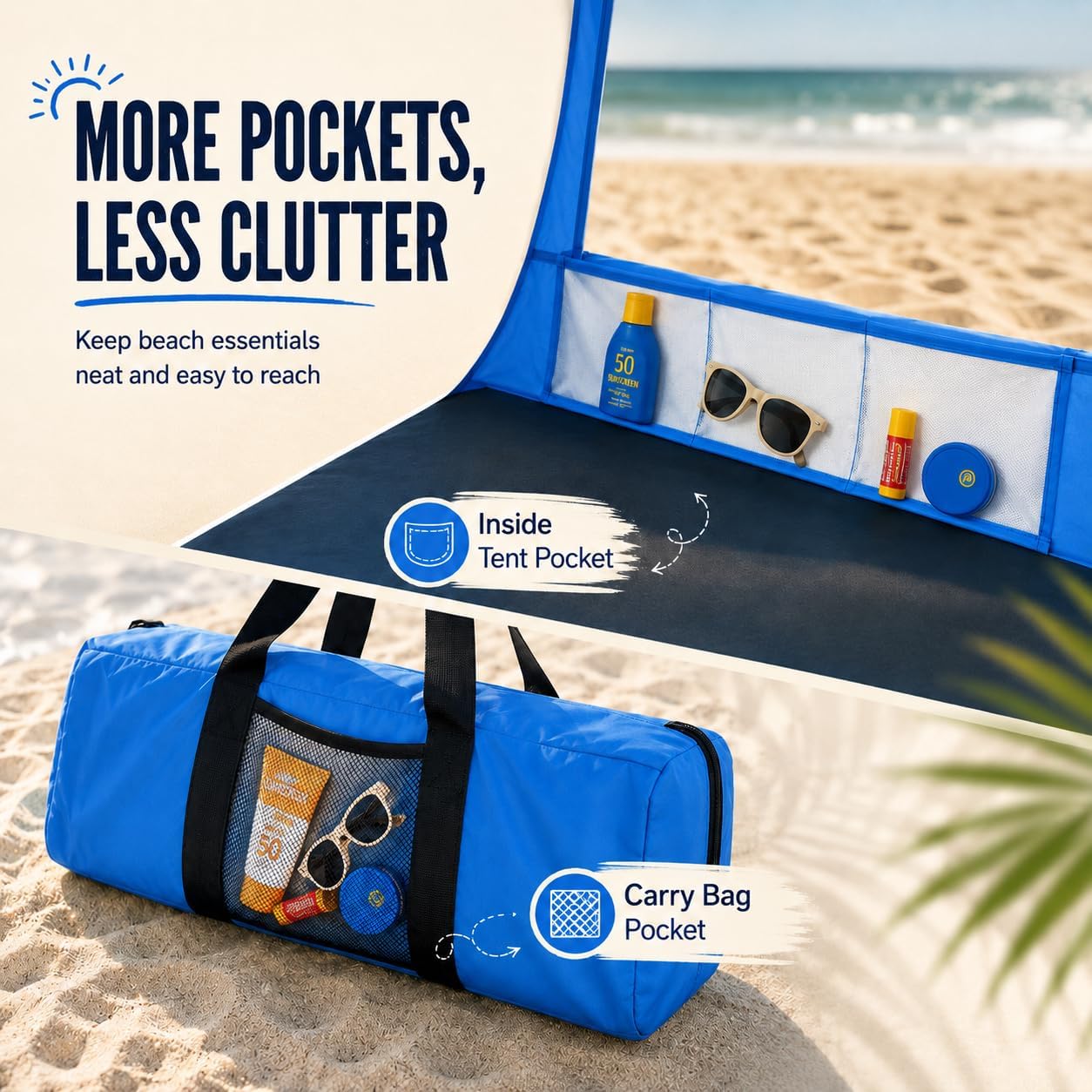 3-Person Portable Beach Tent with UPF 50+ Sun Protection