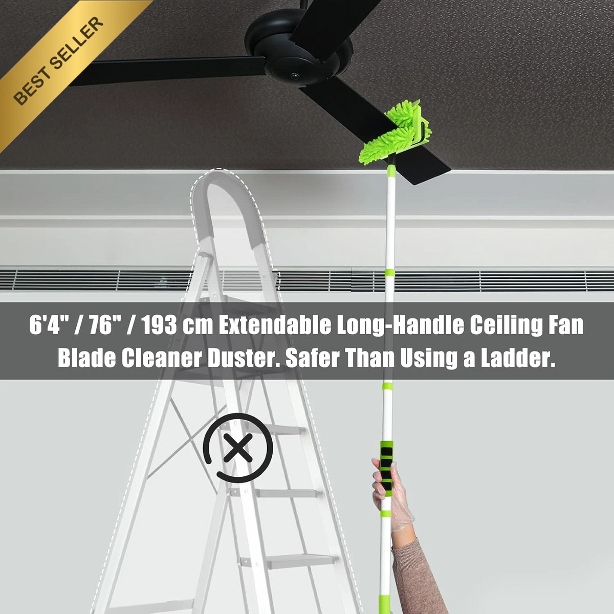 193 cm Extendable Ceiling Fan Duster with Flexible Washable Head