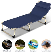 4-Position Folding Camping Lounger with Pillow – Up to 136 kg