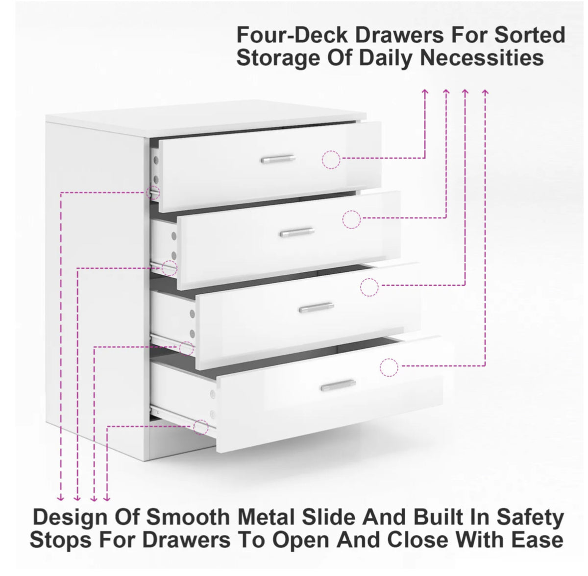 White High-Gloss 4-Drawer Chest