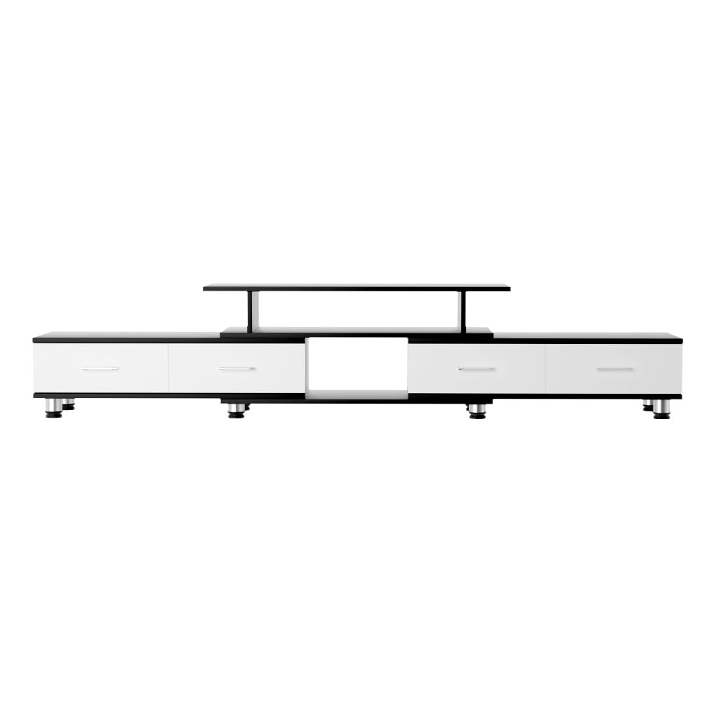 Adjustable 160–222 cm White TV Unit with 4 Drawers
