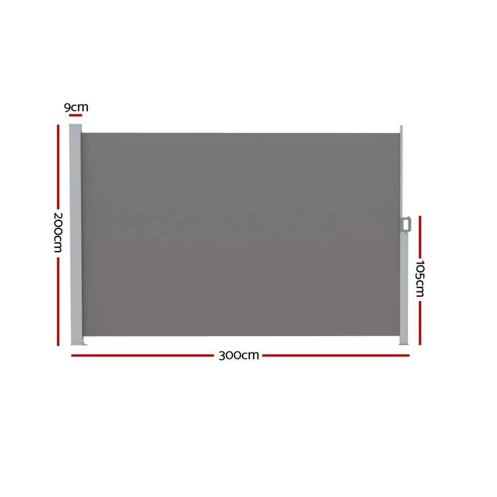2 × 3 m Retractable Outdoor Privacy Screen – Grey