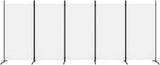 vidaXL Modern Room Divider with Foldable Design, 5-Panel Fabric Divider in White, Privacy Screen for Living Room and Bedroom, 433x180 cm