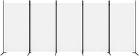 vidaXL Modern Room Divider with Foldable Design, 5-Panel Fabric Divider in White, Privacy Screen for Living Room and Bedroom, 433x180 cm