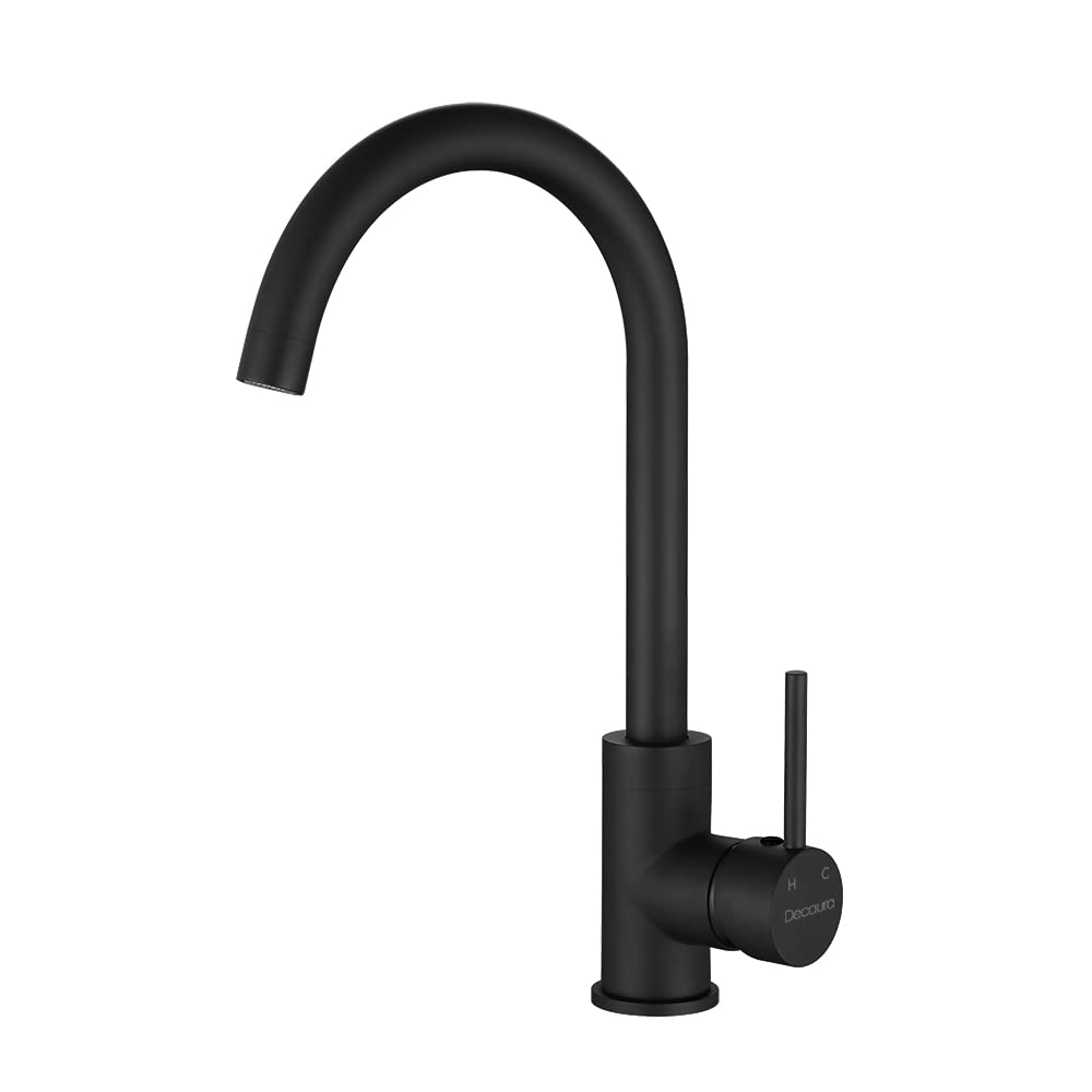 Matte Black Brass Kitchen Mixer Tap – 360° Swivel