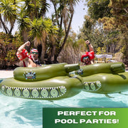 Pool Punisher Inflatable Toy Tank with Squirt Gun- Swimming Accessories for Kids, Teens and Adults - Giant Size Outdoor Water Toys for Lakes and Beach - Swim Stuff for Summer