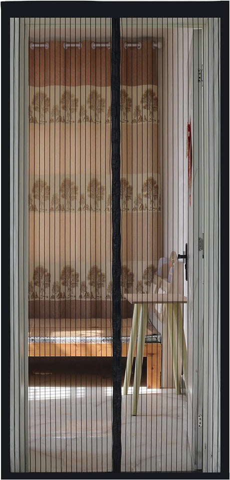 36pcs Strong Magnets Magnetic Door Screen Fly Screen Door Mosquito Nets for Room Door Size 35.43''X82.7''(90x210cm) Full Frame Loop and Hook