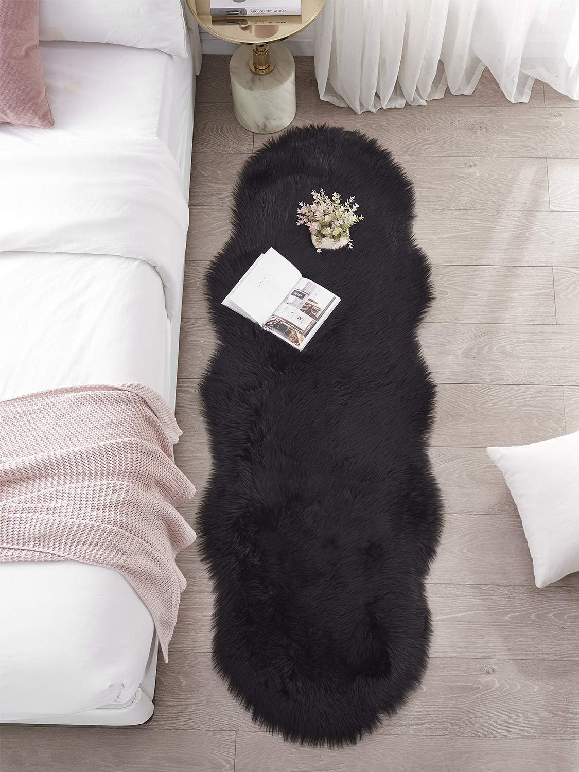 60 × 180 cm Pink Faux-Sheepskin Fur Runner