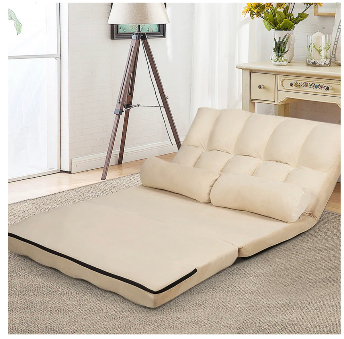 6-Position Foldable Floor Sofa with 2 Pillows