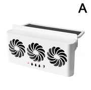 Solar Powered Car Radiator Cooling Fan With 3 Air Outlets Car Window Air Vent Fan USB Powered Auto Ventilation Fan For All Cars