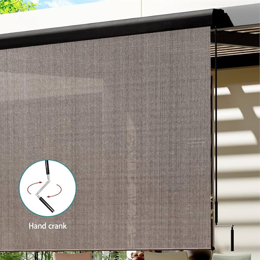3 × 2.5 m Manual Outdoor Roller Blind – Brown