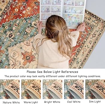 Soft Washable Boho Area Rug with Non-Slip Backing