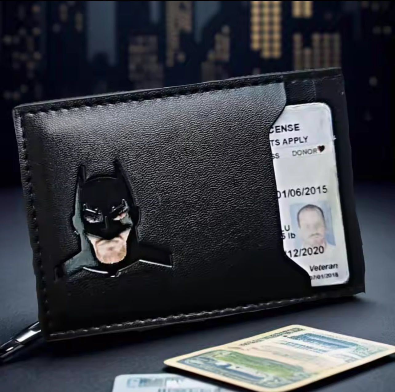 Bat-Inspired Slim Two-Pocket Card Wallet