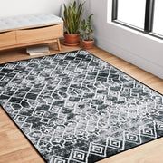 Black & Grey Soft Non-Slip Area Rug
