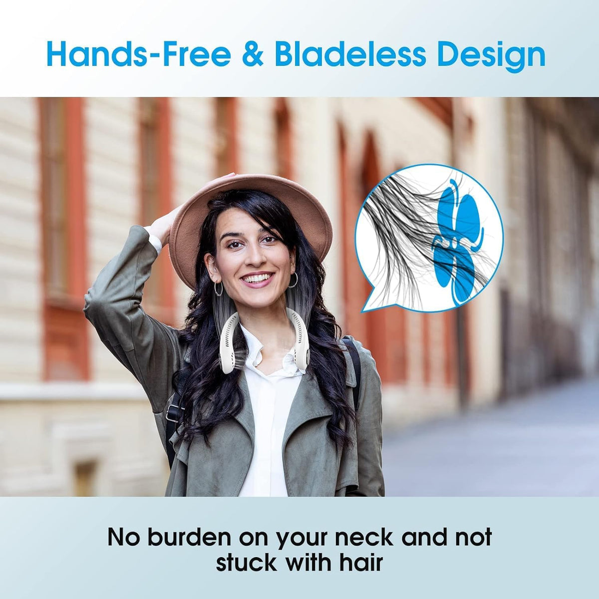 Neck Fan, Portable Hanging Neck Fan, Bladeless Mini Neck Fan with 360° Airflow, 3-Speed Hands-Free Personal Fan Rechargeable Wearable Fan Cooling Quiet for Home Office Travel Sports Outdoor