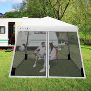 Adjustable White Pop-Up Canopy with Mesh Sidewalls