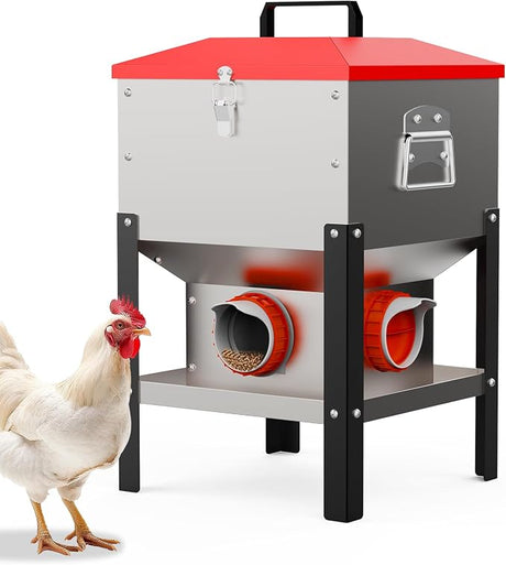 35 lb automatic metal chicken feeder with four ports