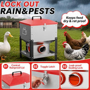 35LB Large Automatic Metal Chicken Feeder with 4 Ports