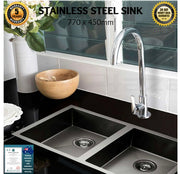 770 × 450 mm Nano-Black Double-Bowl Stainless-Steel Sink