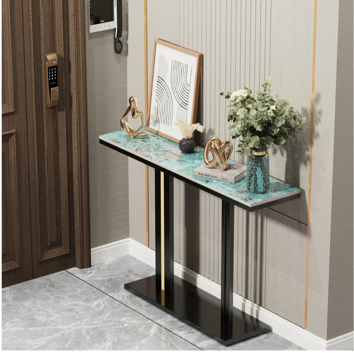 Emerald-Green Marble Console Table