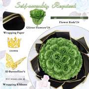DIY Glitter Rose Bouquet Kit – 24 Artificial Roses