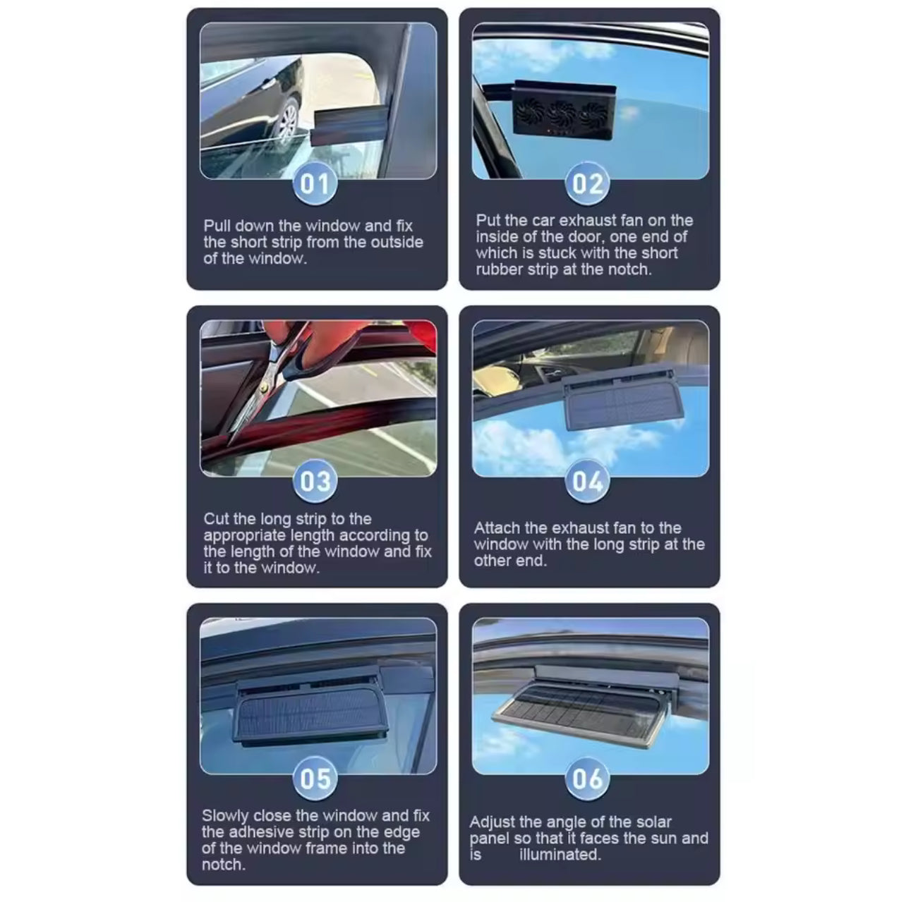 Solar Powered Car Radiator Cooling Fan With 3 Air Outlets Car Window Air Vent Fan USB Powered Auto Ventilation Fan For All Cars