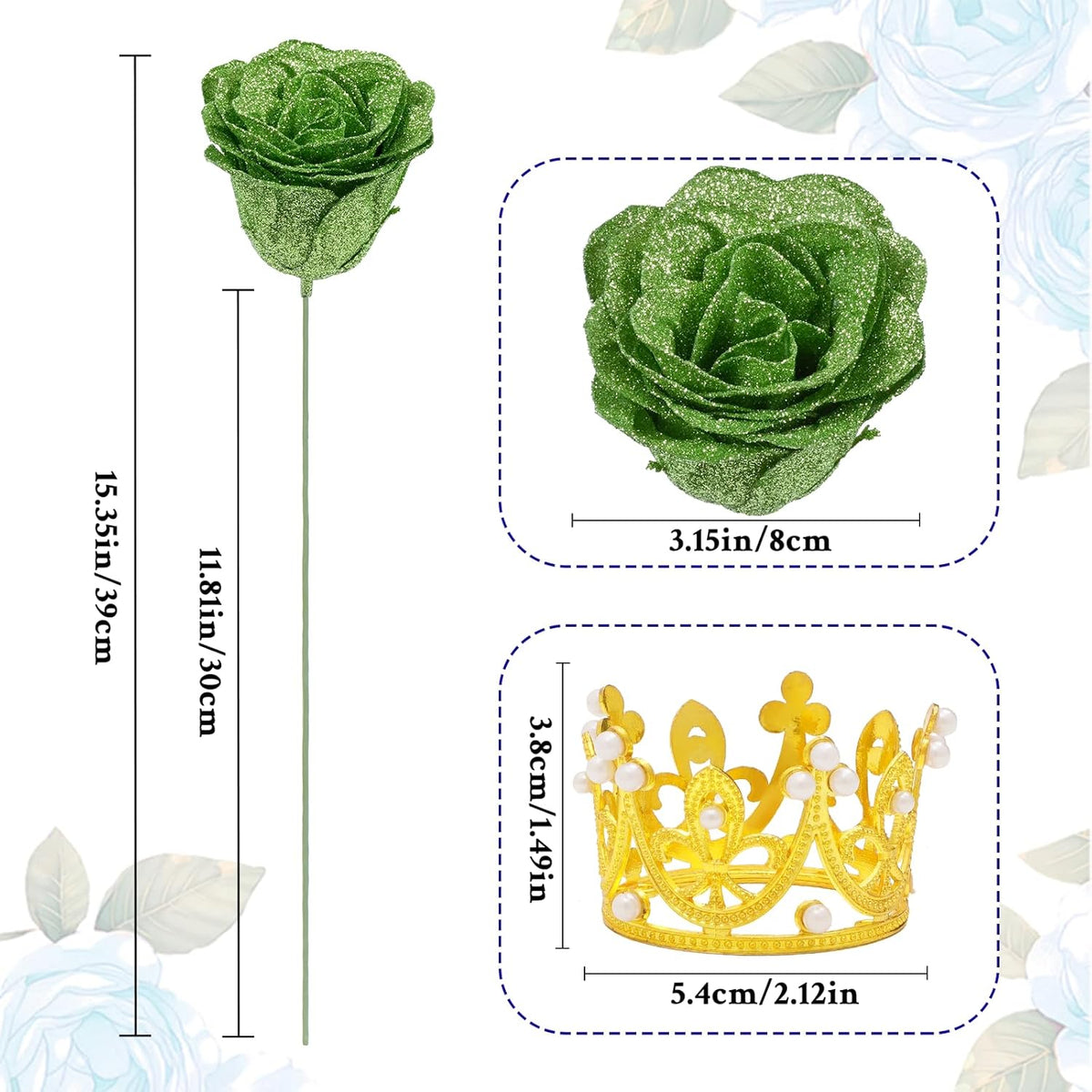 DIY Glitter Rose Bouquet Kit – 24 Artificial Roses