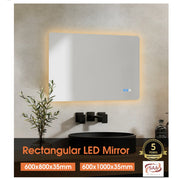 Touch LED Light Bluetooth Bathroom Makeup Wall Mirror Defog 600x800 600x1000mm